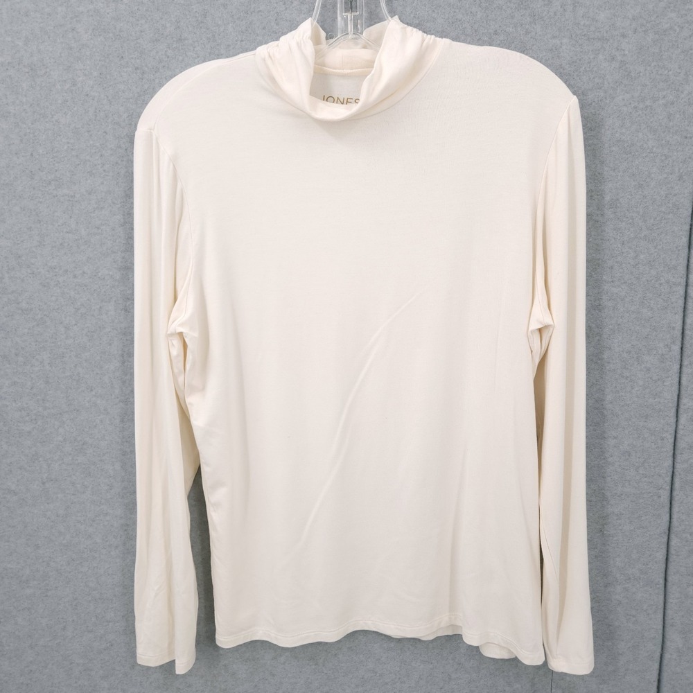 Jones New York Turtleneck Long Sleeve Pullover‎ White Cream Shirt Womens Size PL